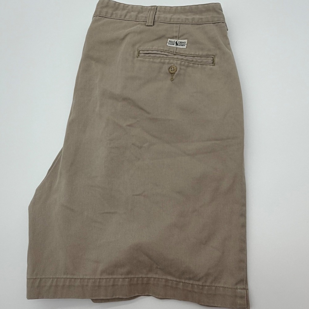 Polo Ralph Lauren Chino Shorts Mens 42 Khaki Tan Pleated Cotton Twill 6 Inseam
